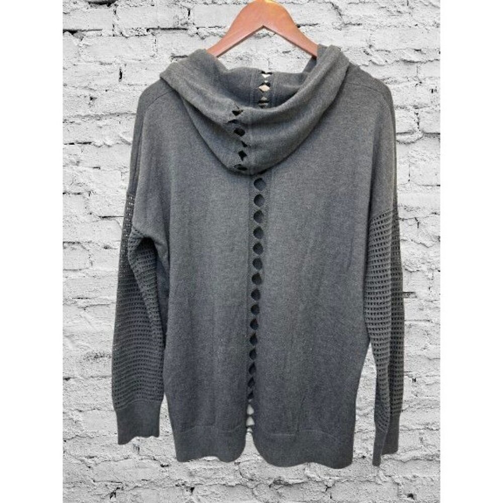 AQUA Sweatshirt Hoody Perforated Back Gray Sweater Size Med